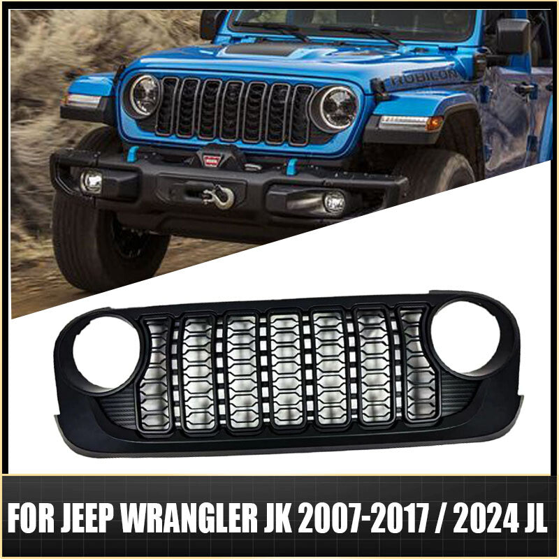 for Jeep for Wrangler JK 2007-2017 2024 JL Front Grill Bumper Mesh Grille