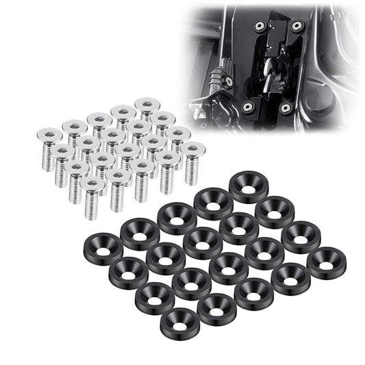 20Pcs Billet Aluminum Fender Bumper Washer Bay Dress up Bolt Screw Kit Black