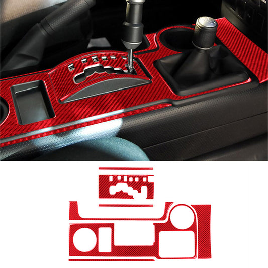 Red Carbon Fiber Console Gear Shift Set Panel Trim For Toyot@ FJ Cruiser 2007-21
