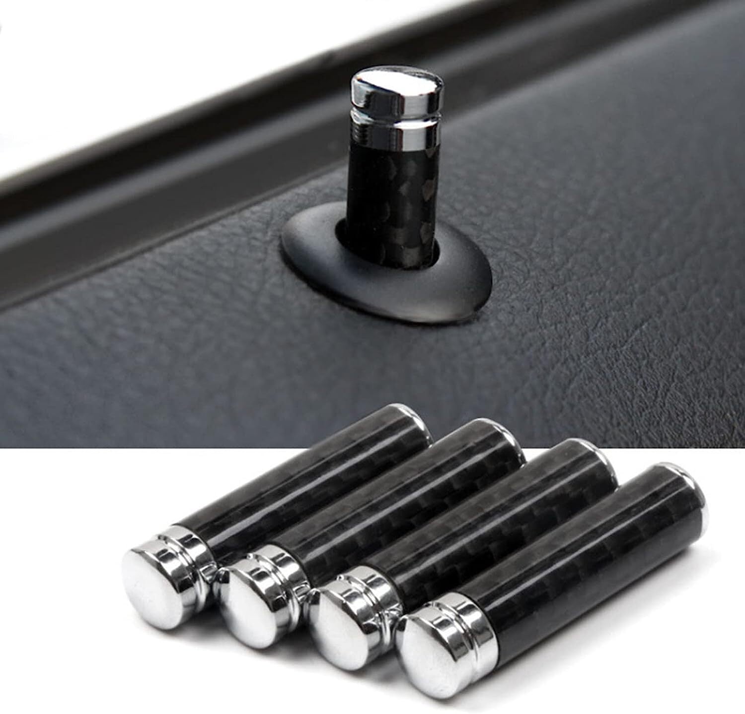 4PCS Car Door Lock Knobs Set Carbon Fiber AutoTruck Door Lock Pull Pin Cover Kit