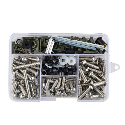 155Pcs/Set Motorbike Shell Fairing Bolt Plate Screws Nut Stainless Steel US Part v