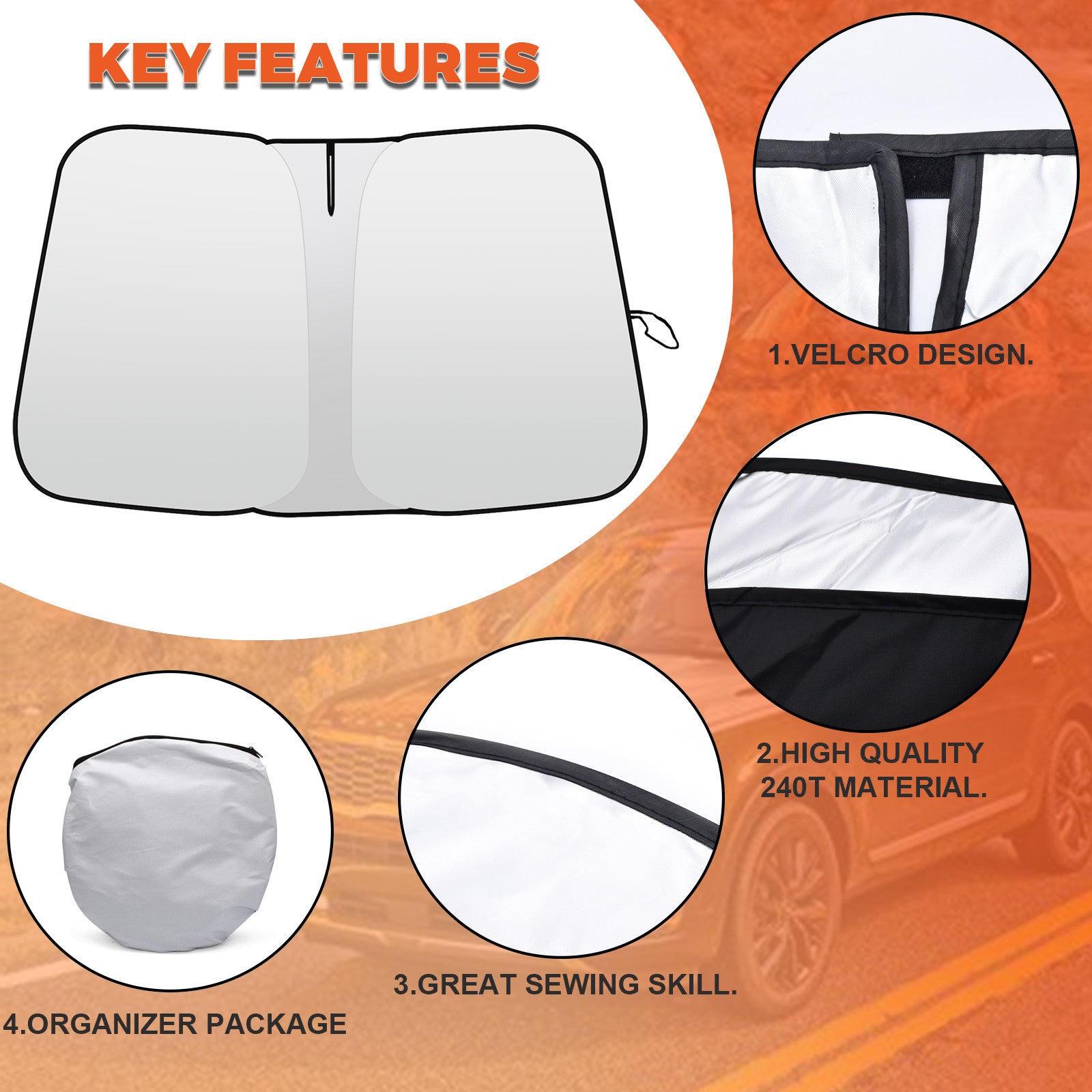 Custom for Kia Forte 2019-2024 Windshield Sun Shade Heat Block Foldable Visor