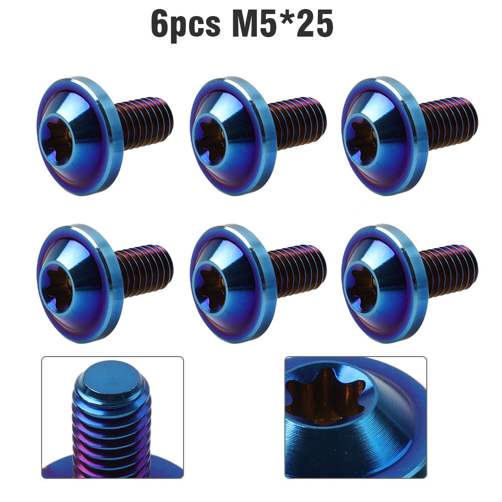 6pcs Alloy Bolts Truss Torx Head Screws M5x25mm For Bike Motorcycle