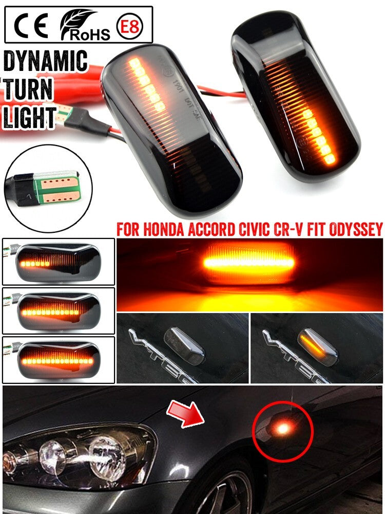2 Pcs LED Dynamic Side Marker Turn Signal Light for Honda for Civic Accord City CR-V