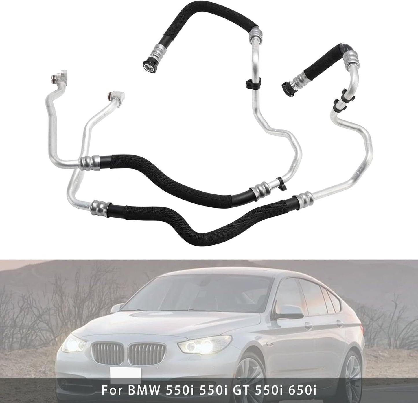 2x Engine Oil Cooler Line for BMW 550i 550i GT 650i 750i 17227589509 17227589510