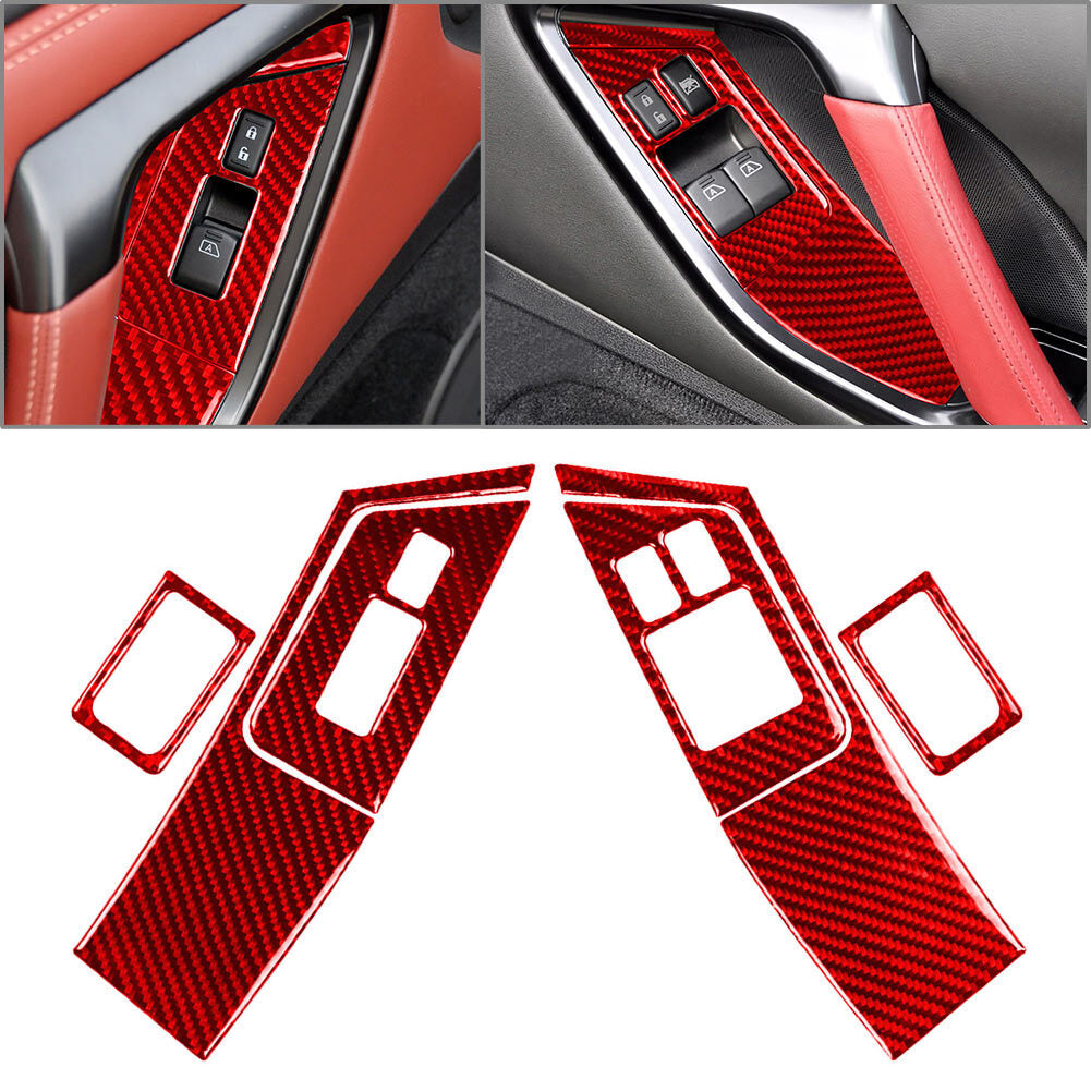 Door Window Lift Switch Button Panel Cover Trim for Nissan GTR R35 08-16 RHD Red
