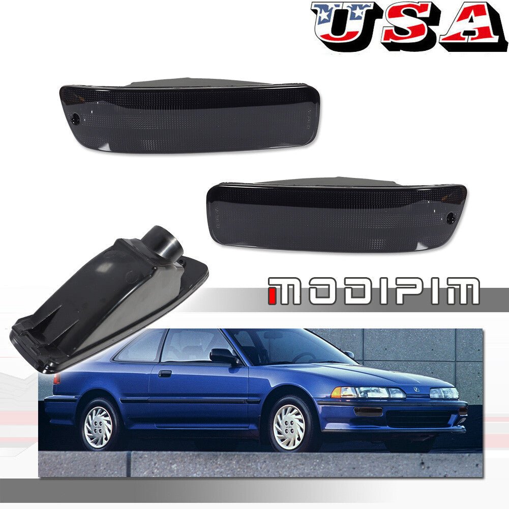 Smoked Bumper Lights Parking Turn Signal Lights Pair for 1992 - 1993 for Acura Integra - v