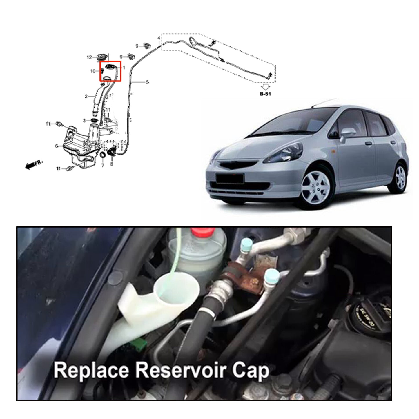 for Honda Lid Windshield Washer Container Wipe Water Container Cap # 76802-SJD-003 Q