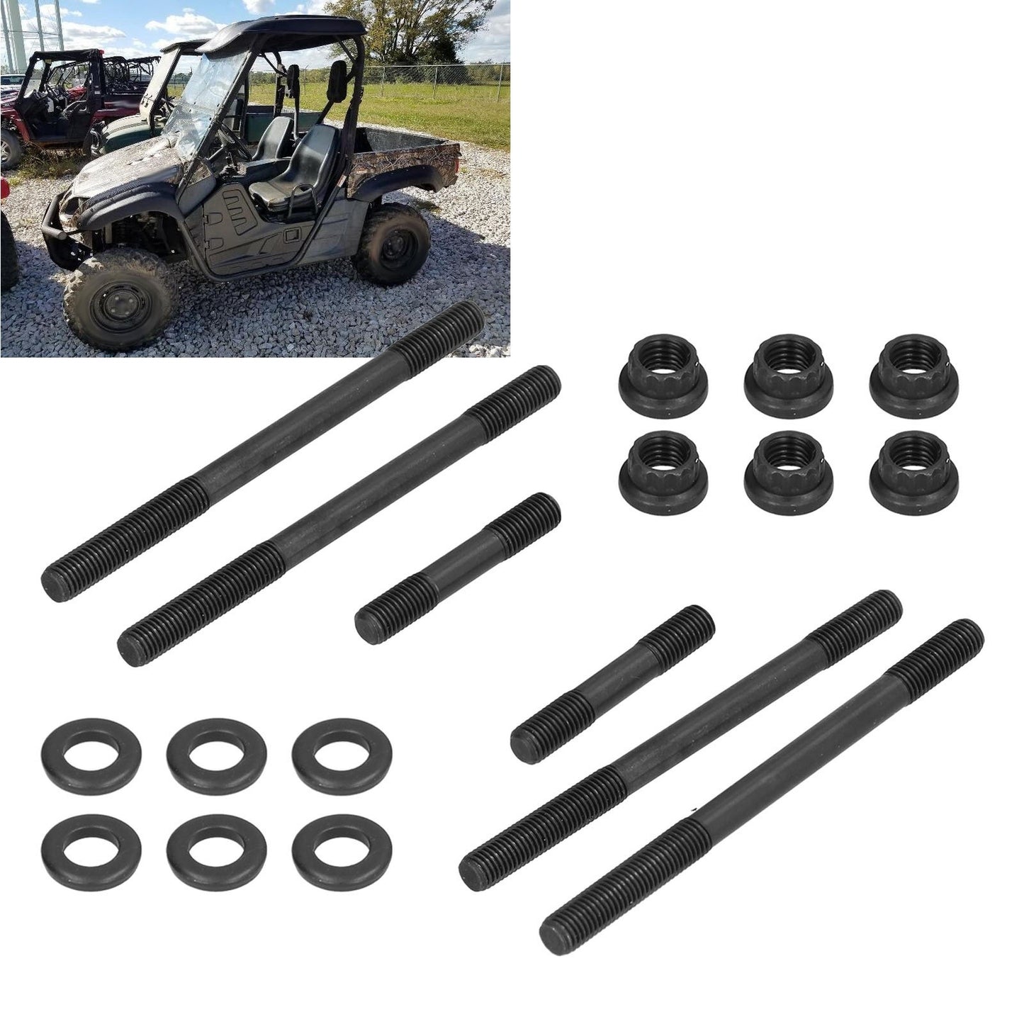 Cylinder Head Stud Kit Steel Cylinder Head Studs Nuts Kit For Rhino 660 Q