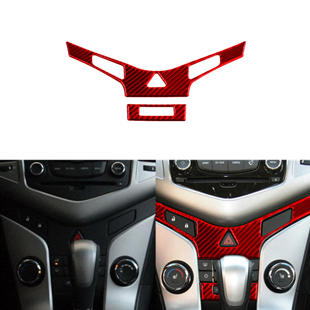 2Pcs Red Carbon Fiber Air Conditioner Cover Trim for Chevrolet for Cruze 2009-2015