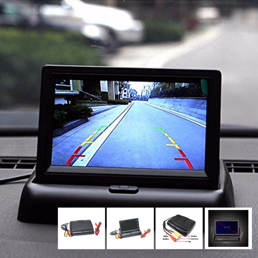 Car Reverse Parking Rearview 4.3 Foldable Digital LCD Color Monitor Screen