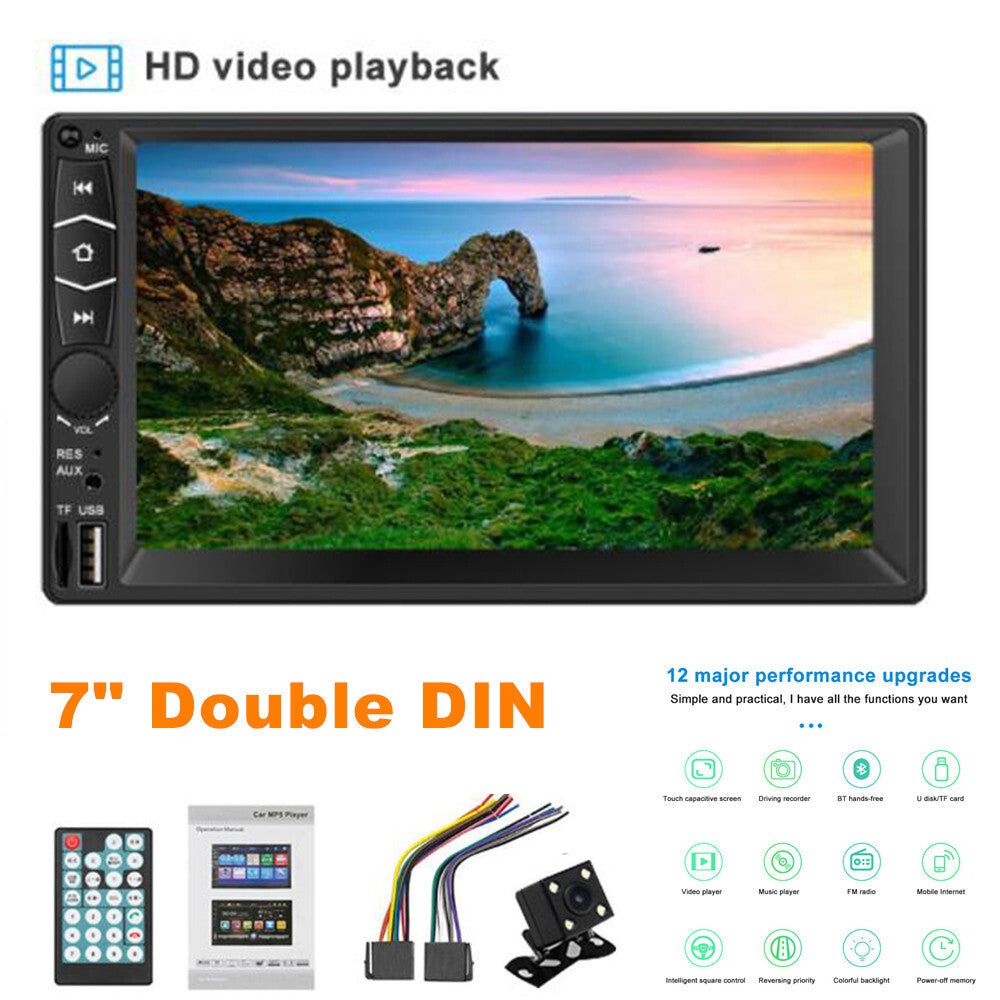 7-inch dual DIN car stereo radio audio-visual system Bluetooth touchscreen USB AUX- n