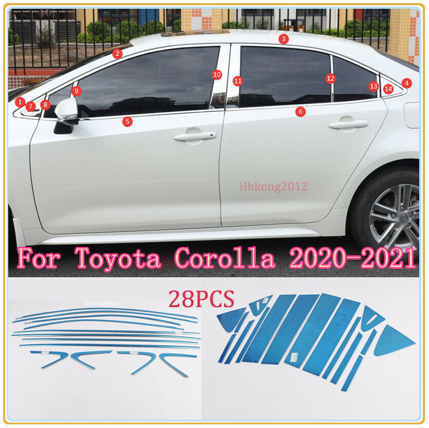 for Toyota for Corolla 2019-23 Chrome Steel WindowCenter column Cover Trim Kit 28x