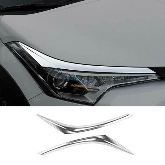 for Toyota CHR C-HR 2018-22 Chrome Front Headlight Lamp Eyebrow Strip Trim 2PCS