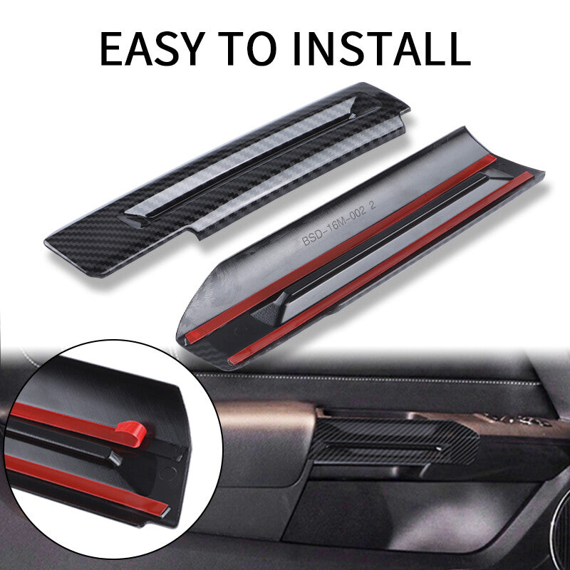 Carbon Fiber Interior Door Armrest Decor Cover Trim for Ford for Mustang 2015-2022