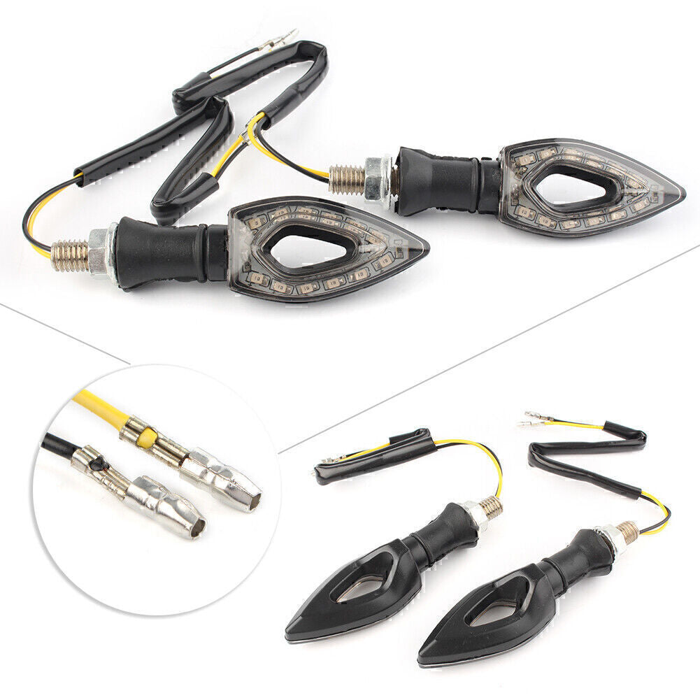 2PCS 12V LED Turn Signal Indicator Blinker Amber Light Lamps Black Universal Q