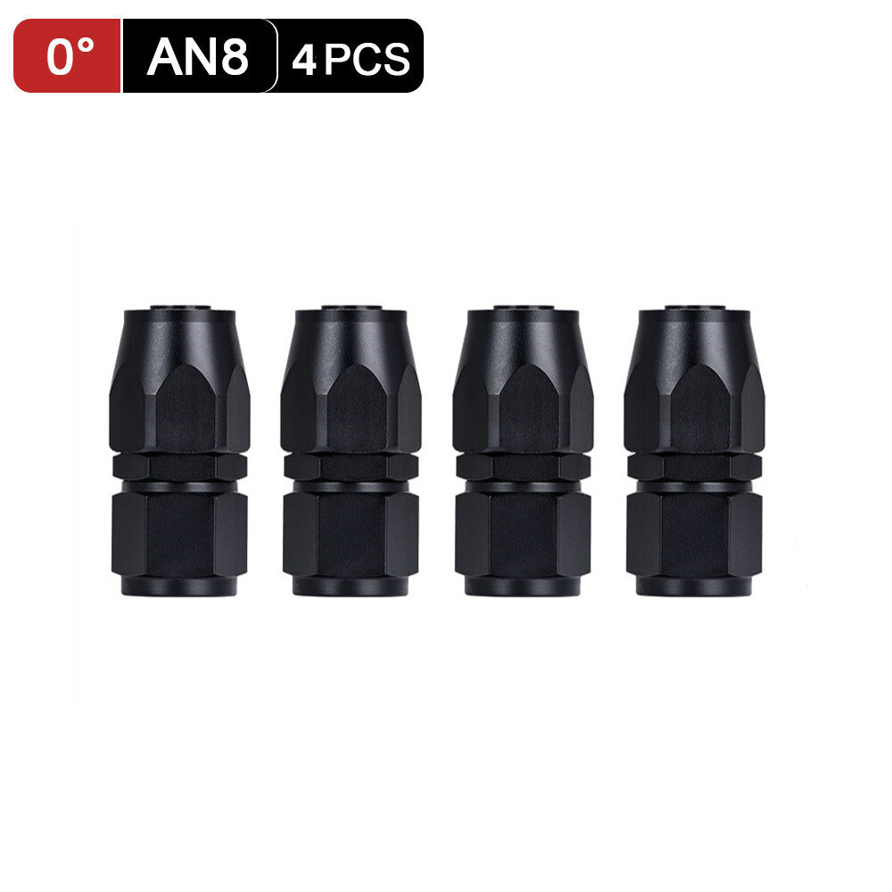 Universal AN8 Rotary Hose End Fitting Adapter Oil/Fuel Line - 8AN 0 Degree Black