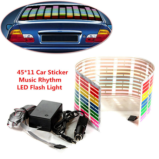 4511 Car Sticker with Music Rhythm LED Flashlight Sound Activation Equalizer - n