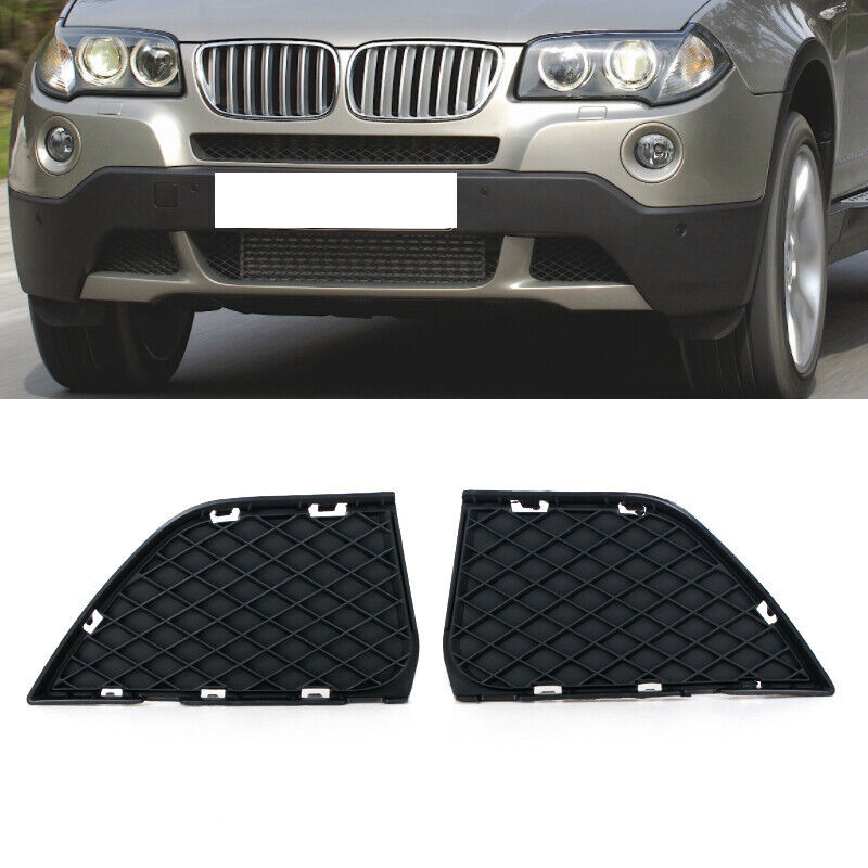A pair of closed mesh grilles on the outer front bumper are suitable for the for BMW X3 E83 LCI 2007, 2008, and 2010 models.