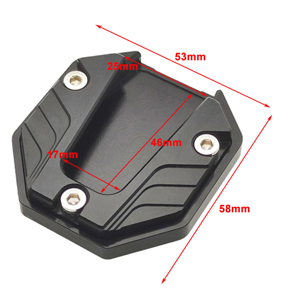 Motorcycle Bikes Kickstand Extender Foot Side Stand Extension Pad Black Plate