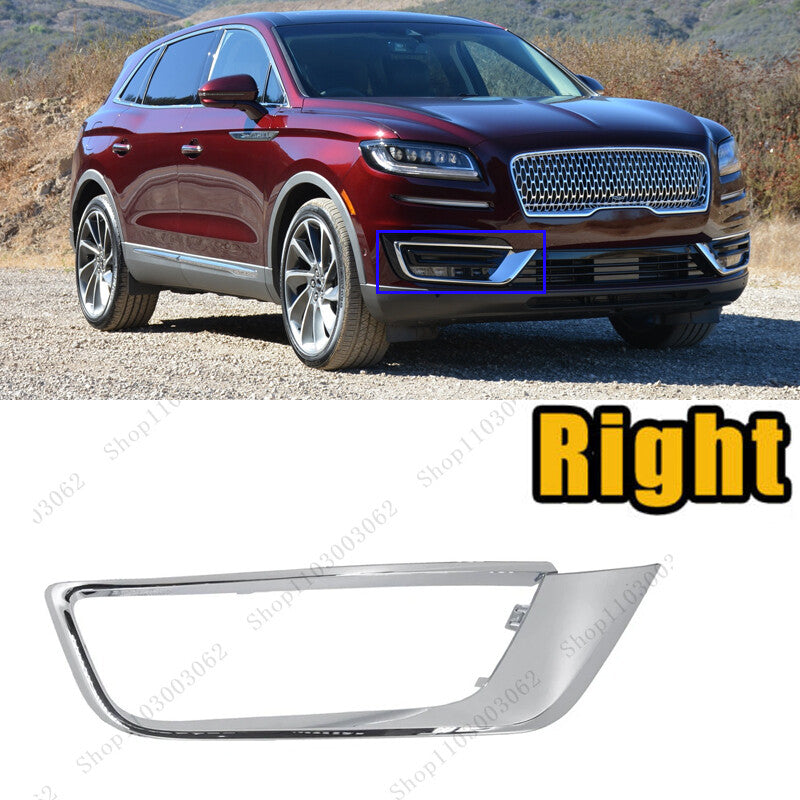 for Lincoln Nautilus 2019-2021 RH Front Bumper Fog Light Lamp Trim Chrome Cover