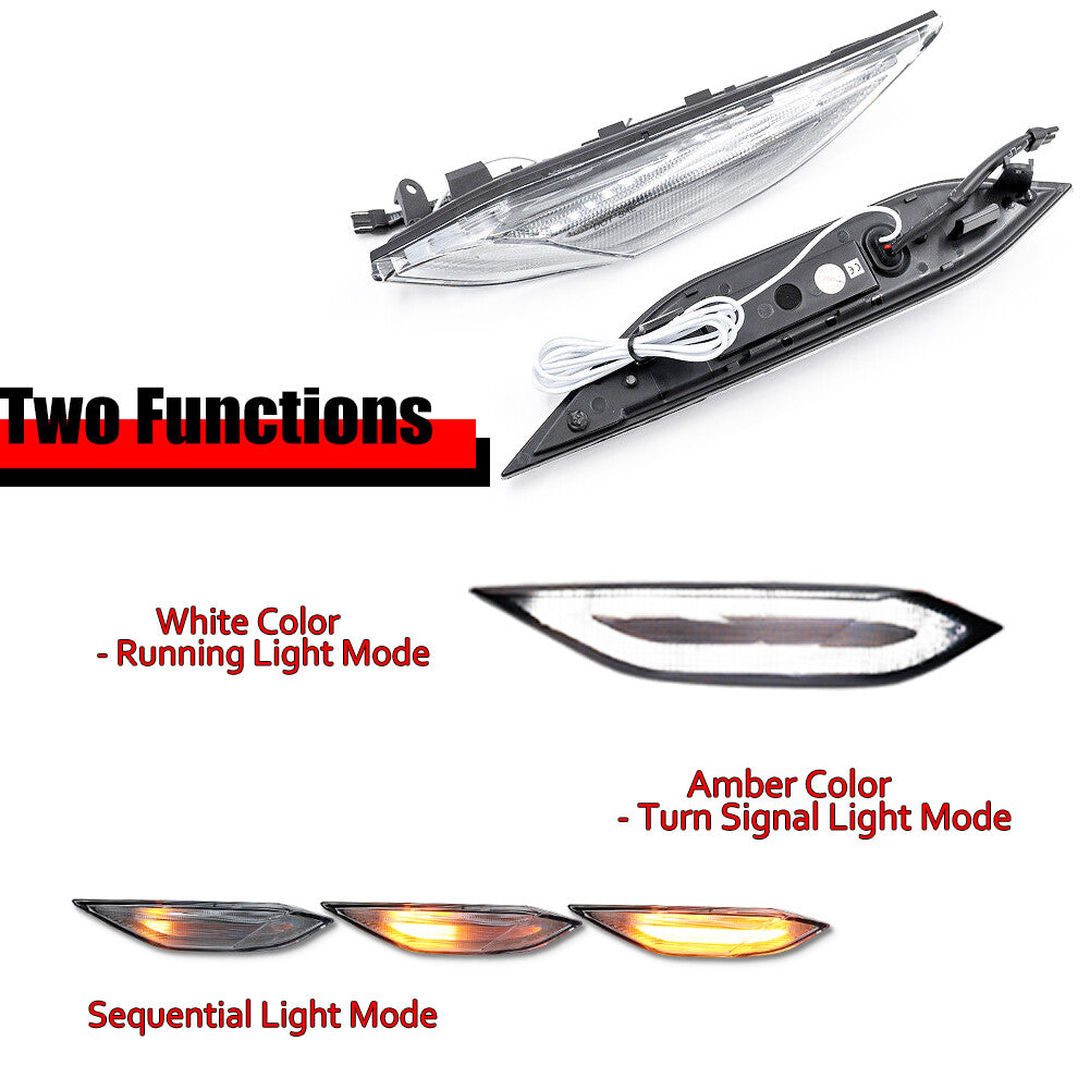 Transparent Dynamic LED Front DRL Signal Light for 11-14 for Cayenne Turbo S GTS- v