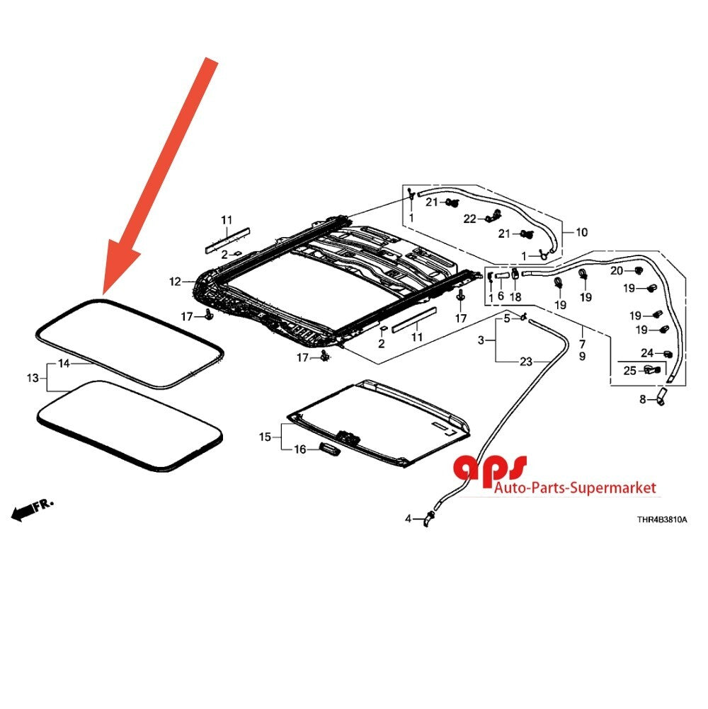 Weatherstrip seal for sunroof glass of 1996-2000 for Honda Civics.