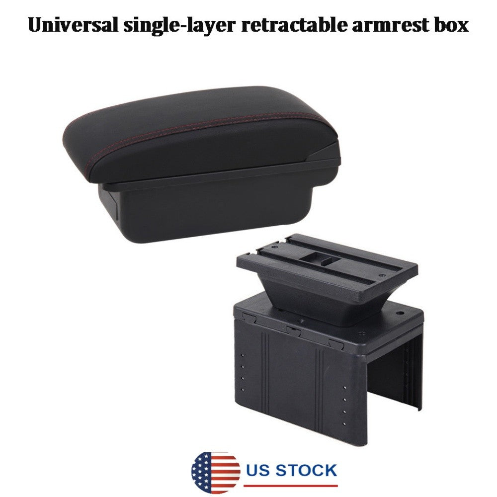 Heavy Duty Single Layer Flat Style Car Central Container Armrest Box PU Leather Q