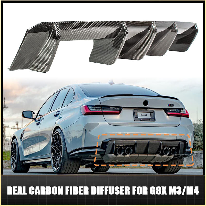 MP Style Real Carbon Fiber Rear Bumper Diffuser For 2021-2024 for BMW G80 M3 G82 M4