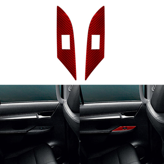 2X Red Carbon Fiber Rear Door Handle Panel Cover Trim for Toyota Hilux 2015-2021