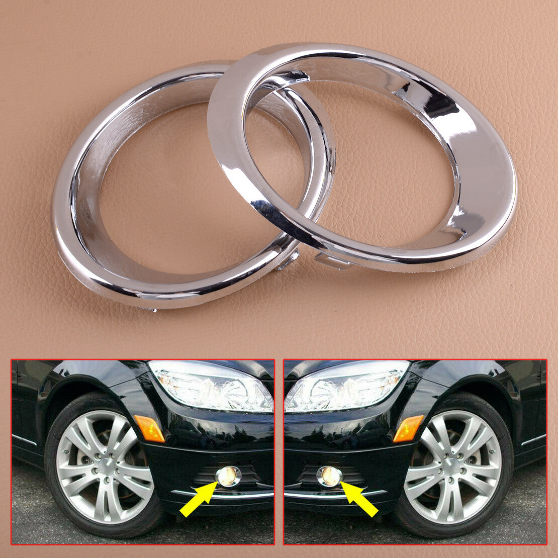 2x Front Bumper Fog Light Cover Fit For C Class W204 C300 C350 v
