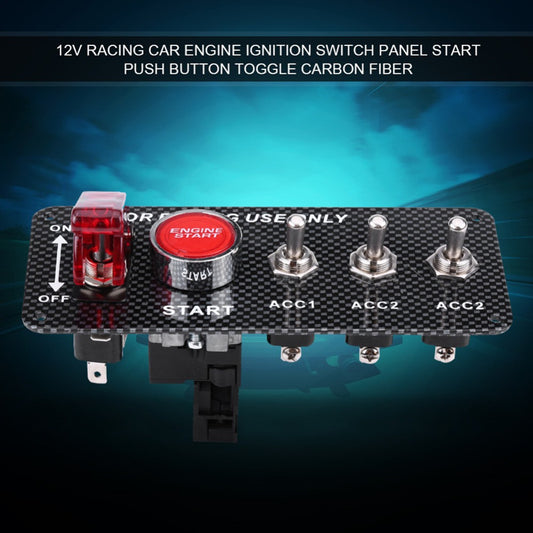 Carbon Fiber Engine Start Push Switch Toggle Panel Racing Race Ignition Button