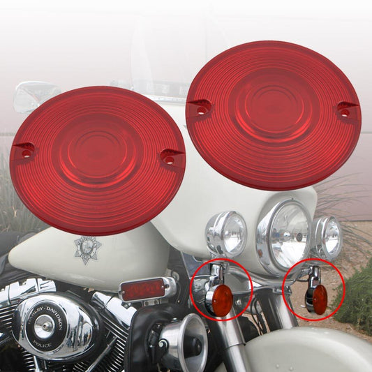 Turn Signal Light Cover Red Lens for Harley Davidson Electra Glide Road King 86+ Q