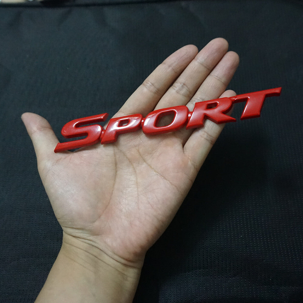 Glossy Red SPORT Metal Front Grille Emblem + Decal Sticker Badge Engine 4WD Type