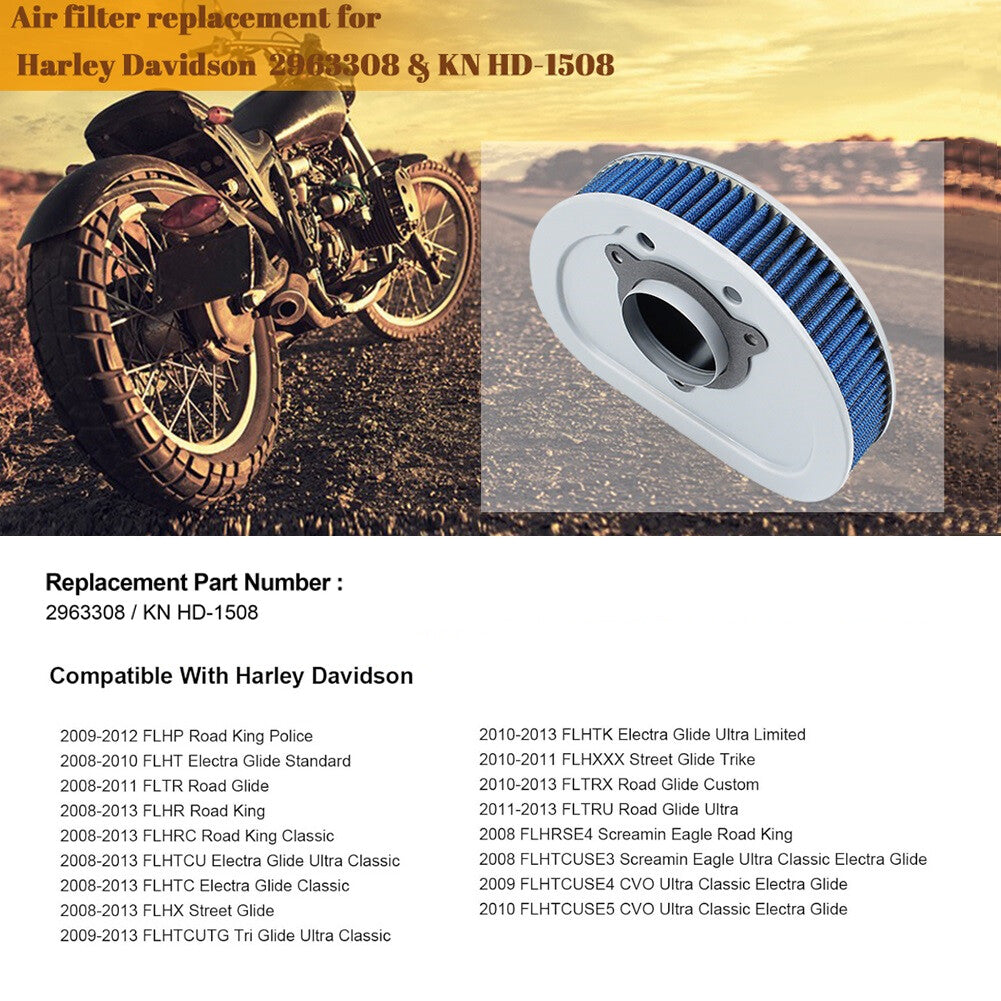 High-flow air filter 29633-08, suitable for 08-13 for Harley Road Glide, custom Electra Glide. n
