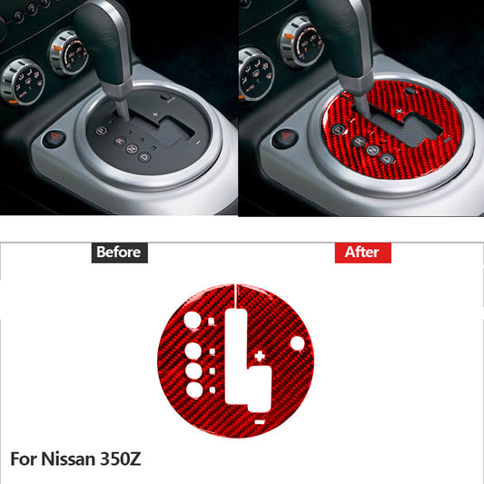 Red carbon fiber automatic shift panel trim cover for Nissan 350Z 2006-2009