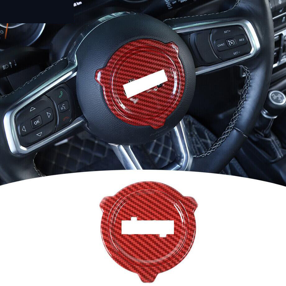 Red Carbon Steering Wheel Center Cover for Jeep for Wrangler JL 18-2023 Accessories v