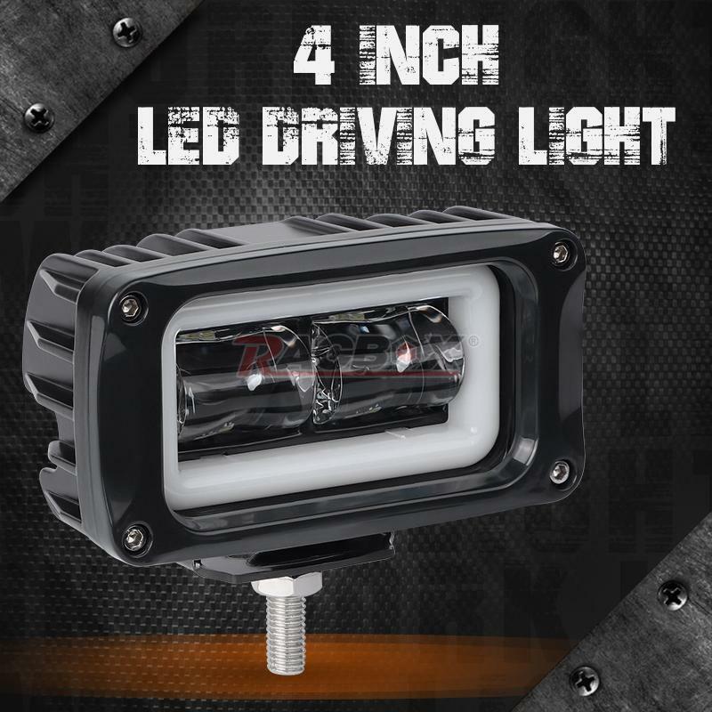 2x 4inch Red Halo LED Work Light Bar 8D Len Pods Fog Driving Offroad SUV ATV 4WD
