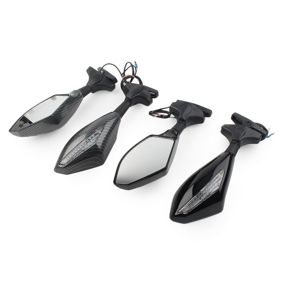 Rearview Mirrors W/LED Turn Signal Fit for Honda for Kawasaki for Yamaha YZF R6S Motorcycle