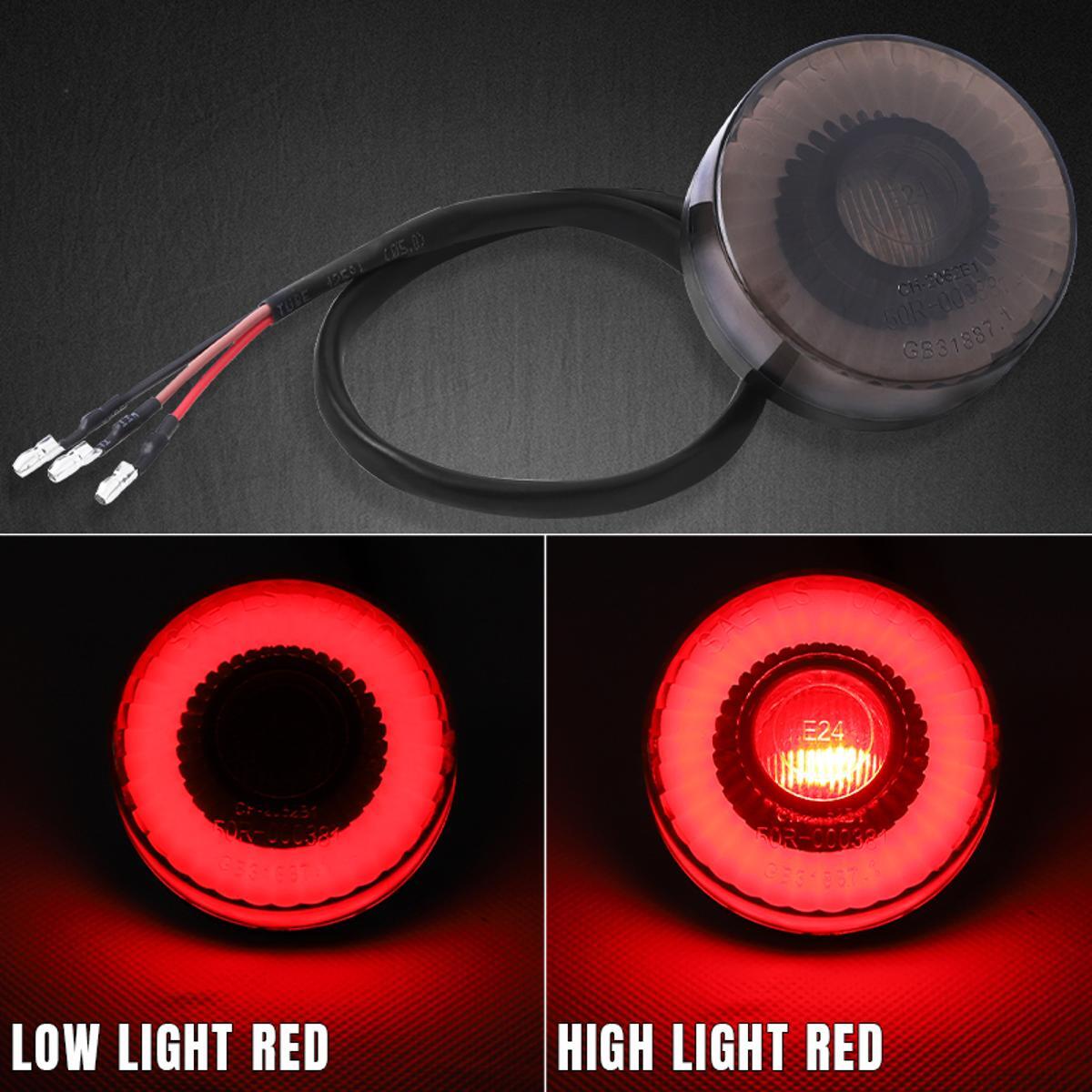 2X Universal Motorcycle Round Red LED Rear Brake Stop Tail Light Lamp ATV UTV