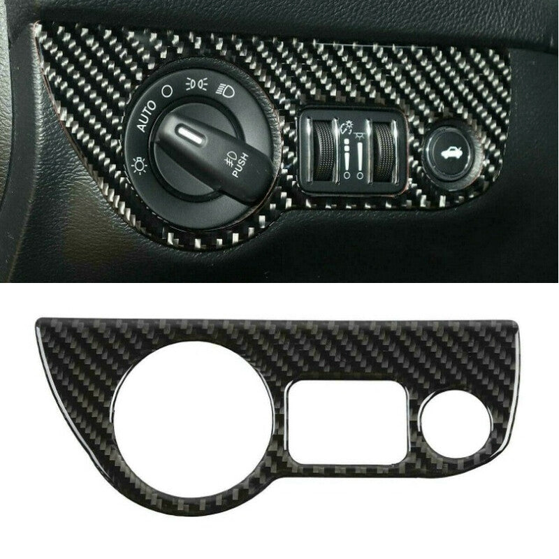 Carbon Fiber Real Headlight Switch Cover Trim for Dodge Charger/ for Challenger 2015+