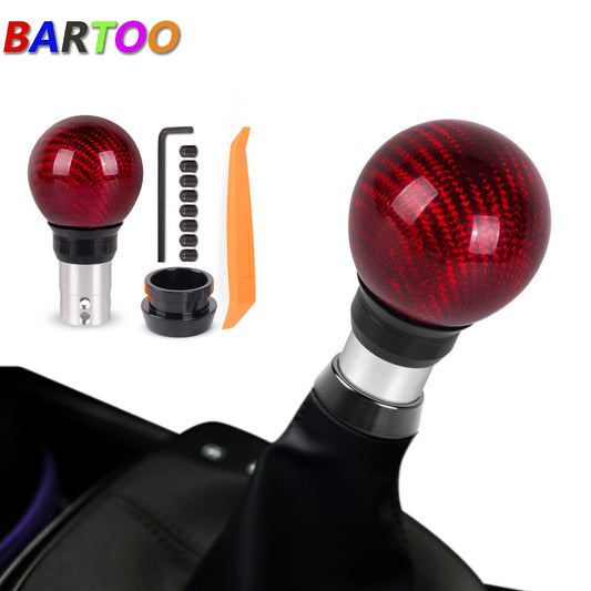 Carbon Fiber Automatic AT MT Car Gear Shift Knob Shifter Push Button Press Style