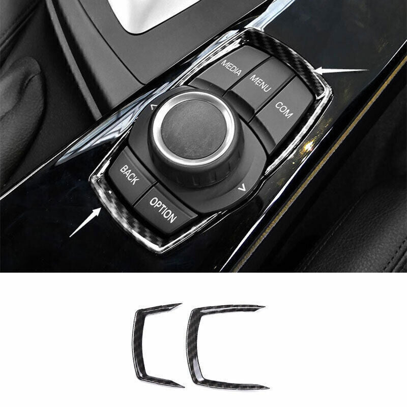 for BMW X1 X2 F48 2016-2022 Carbon Fiber Center Console Multimedia Frame Trim 2P