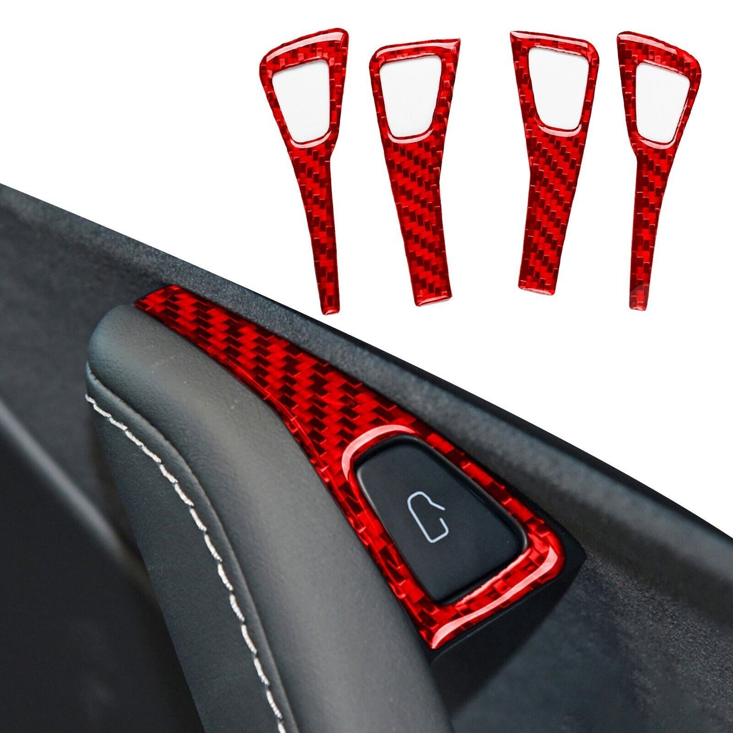 Red carbon fiber interior window lift switch cover for Model 3 Y 17- n