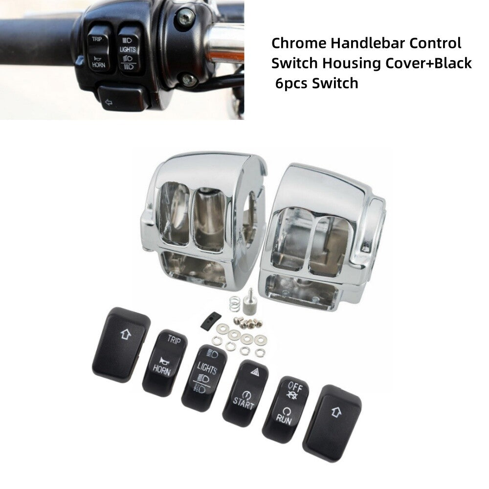 Handlebar Control Switch Housing Cover+6pcs Switch for Harley Touring Sportster