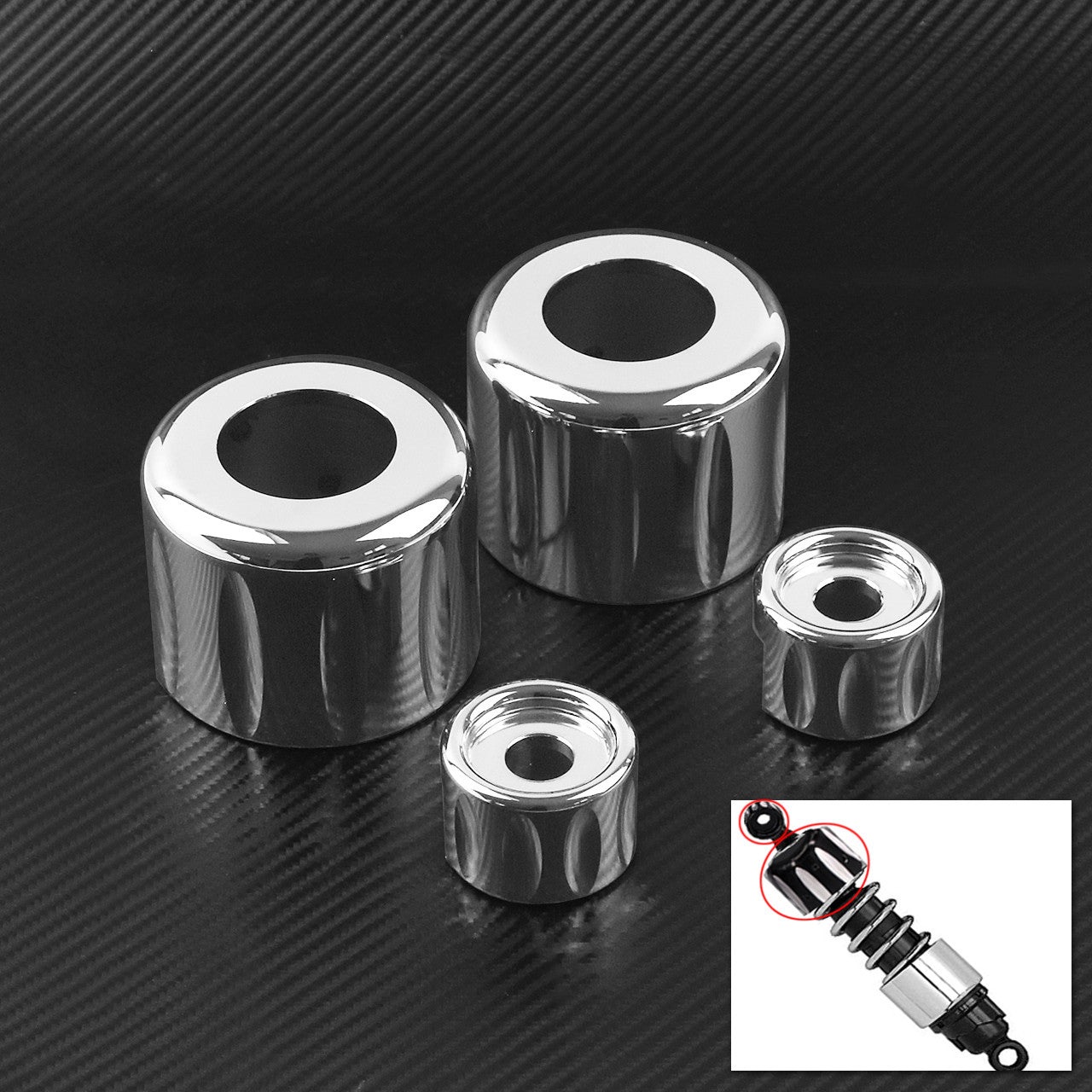 Rear Shock Lower & Shock Top Mount Bolt Cover Fit for Harley Sportster XL Chrome Q