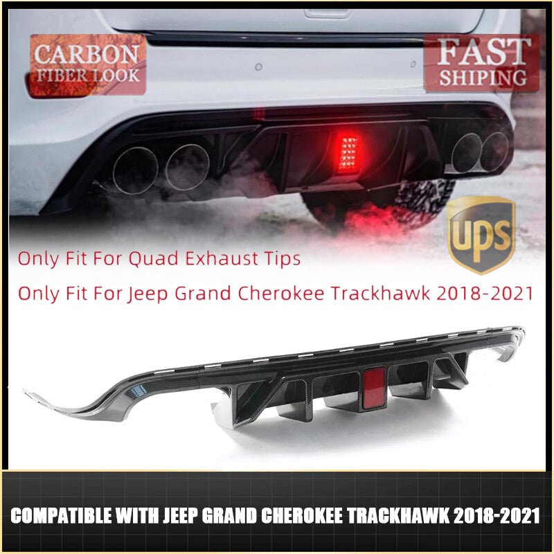 Carbon Shark Fin Rear Bumper Diffuser for Jeep Grand Cherokee Trackhawk 18-21