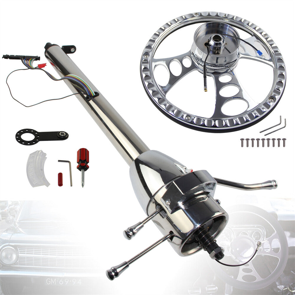 28'' Tilt AT Automatic Steering Column GM Universal + 14'' 9 Bolt Steering Wheel