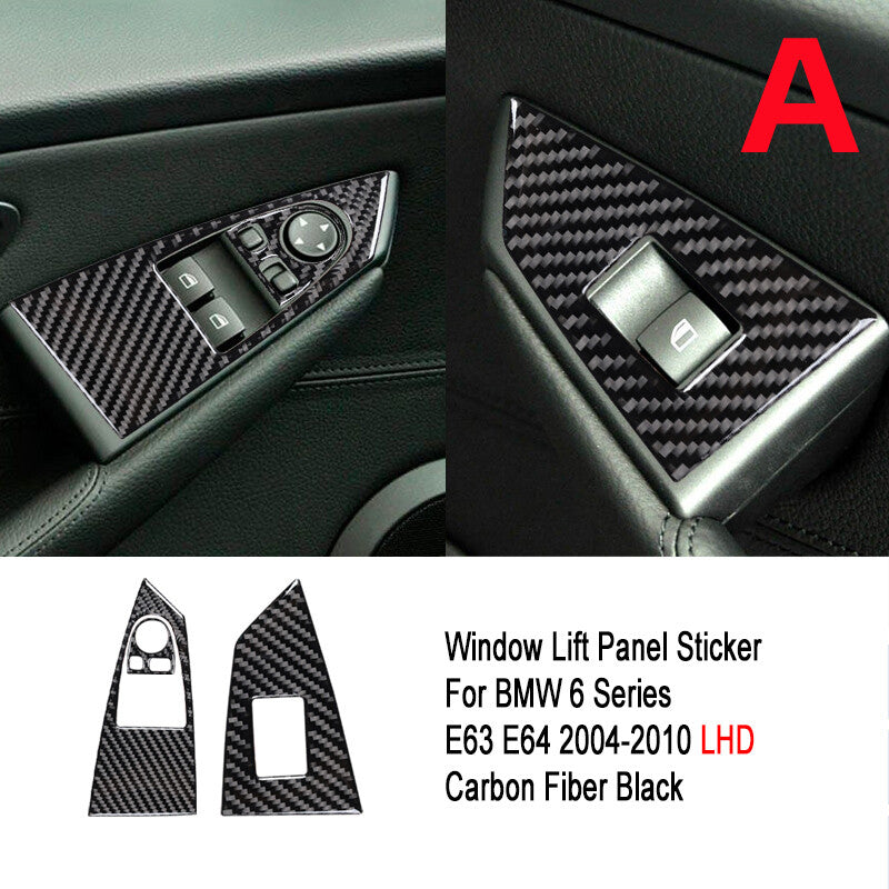 Carbon fiber window lift switch interior trim for BMW 6 650i 645 E63 2004-10