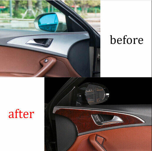 Peach Wood Grain Interior Door Handle Panel Frame Cover Trim for Audi A6 2012-18